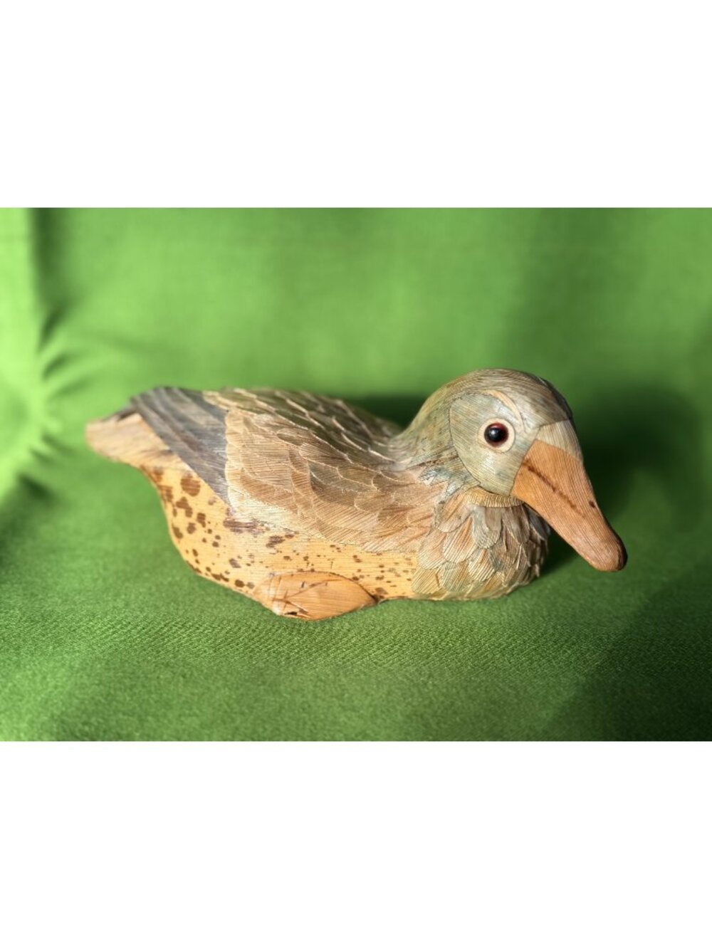 Vintage Corn Husk Duck, MCM Mid Century Folk Art Cabin Decor, Handcrafted Rustic